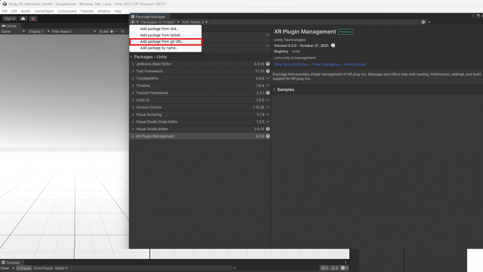 Unity Oculus Quest Xr Plugin Management Xr Interaction Toolkit